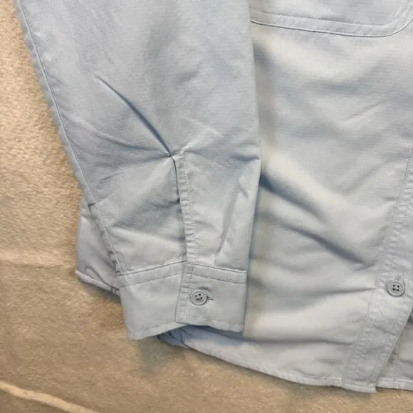 Eddie Bauer SS25 Long Sleeve Performance Shirt M Light Blue UPF Sun Protection - Picture 4 of 12